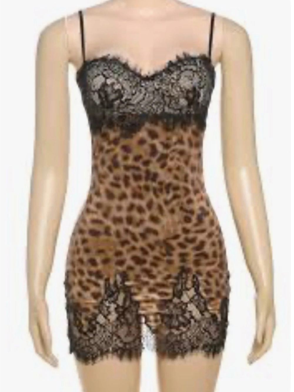 Leopard Print Lace Trim Dress